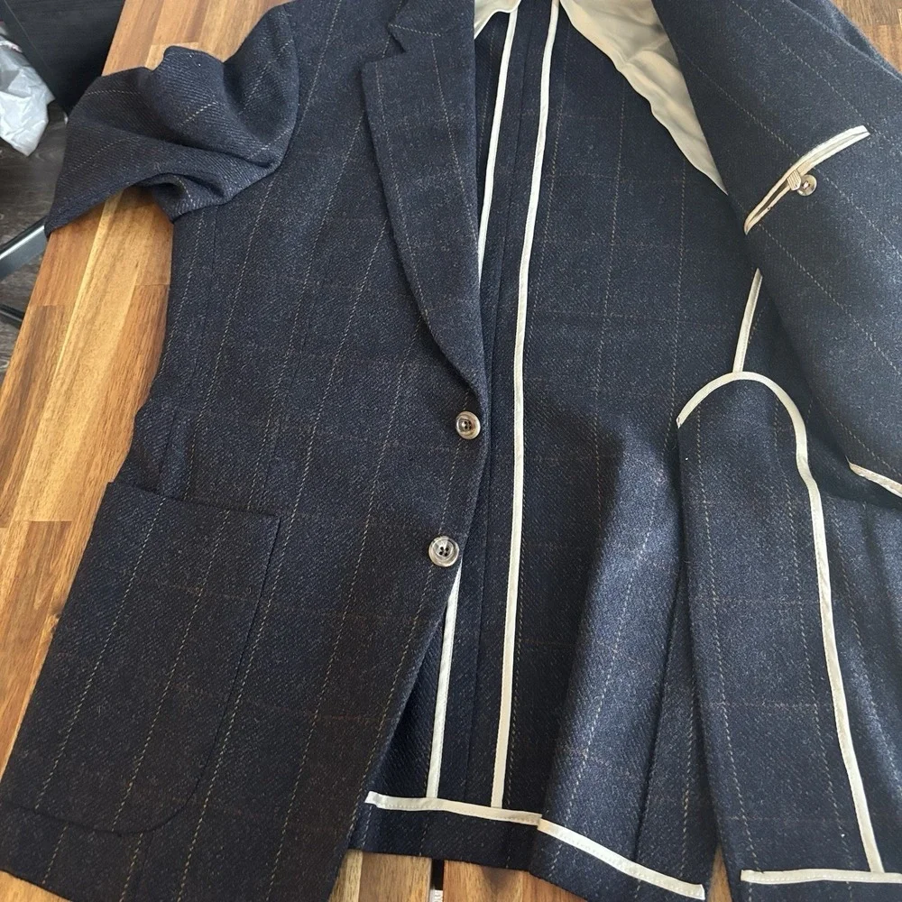 Paul Stuart Blazer Double Vented Sport Coat Quiet‎ Luxury SEE MEASUREMENTS~ FLAW